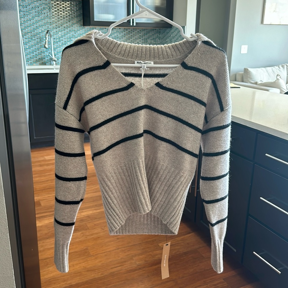 Reformation Beckie Cashmere Collared Sweater Size XS